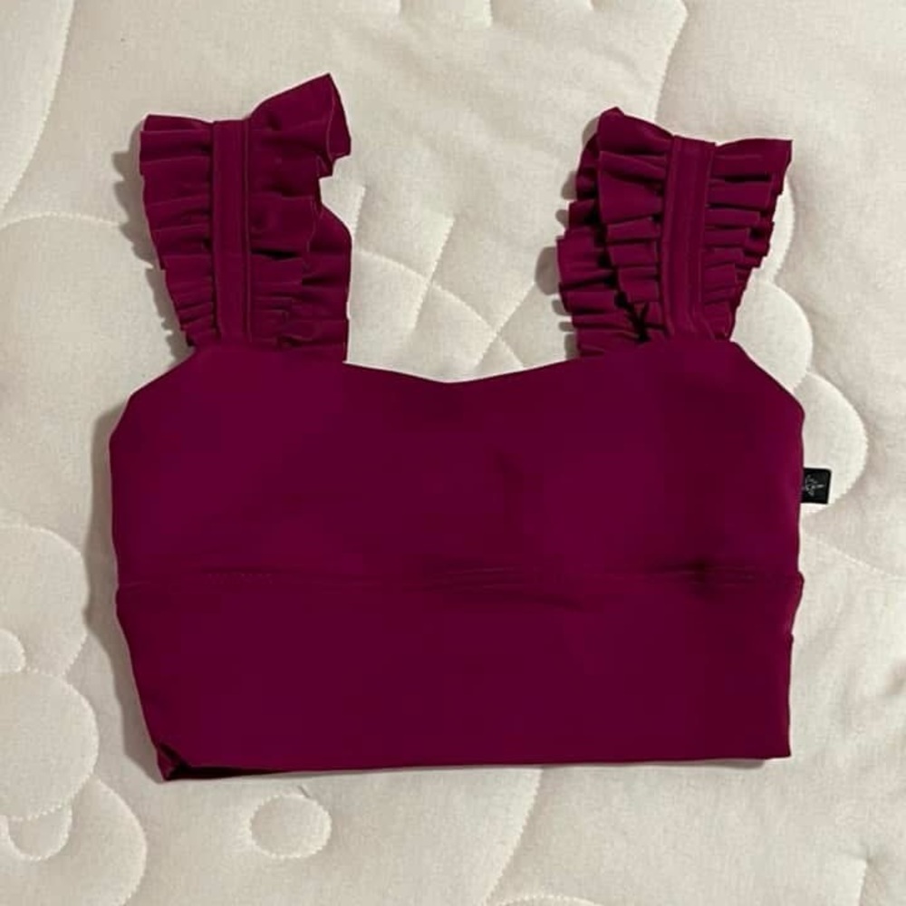 Elegant Burgundy Ruffle Strap Top